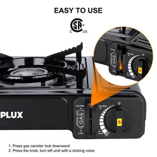 Camplux Dual Fuel Propane & Butane Stove with Carrying Case, Portable Camping Stoves with CSA Certification