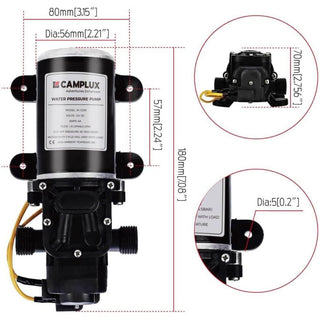 Camplux 12V Water Pump 65PSI DC 1.6GPM 6LPM Diaphragm