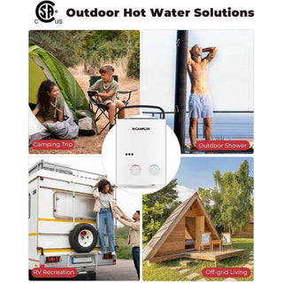 Camplux 5L 1.32 GPM Outdoor Portable Propane Tankless Water Heater - White