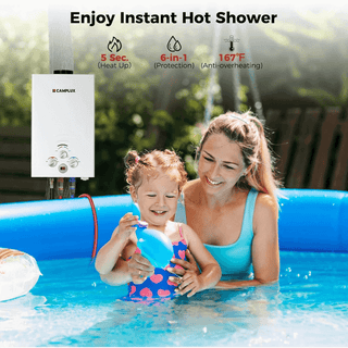 Camplux 2.64 GPM Propane Portable Gas Water Heater With Digital Display, White