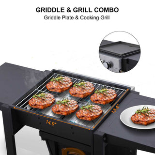 Camplux Outdoor Gas Griddle Grill Combo 2 Burner with Lid,Camping and Tailgating 22,000 BTU - Black