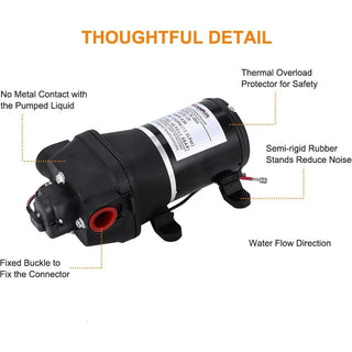 Camplux JK-4000 12V Water Pressure Diaphragm Pump 3.3GPM, 40PSI, 12.5LPM for RV Camper, Marine Boat, Lawn