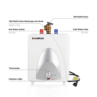 Camplux Electric Mini Tank Point of Use Water Heater 120V - 1.3 Gallon