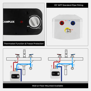 Camplux Electric Mini Tank Water Heater 120V - 1.3 Gallon