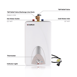 Camplux Electric Mini Tank Point of Use Water Heater 120V - 4.0 Gallon