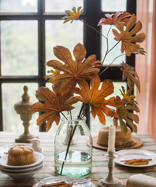 Artificial Fatsia Leaf in Autumn Red 32" Tall Faux