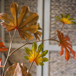 Artificial Fatsia Leaf in Autumn Red 32" Tall Faux