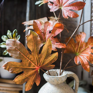 Artificial Fatsia Leaf in Autumn Red 32" Tall Faux