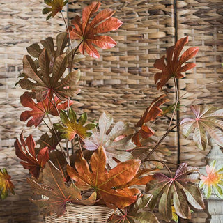 Artificial Fatsia Leaf in Autumn Red 32" Tall Faux