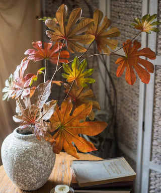 Artificial Fatsia Leaf in Autumn Red 32" Tall Faux