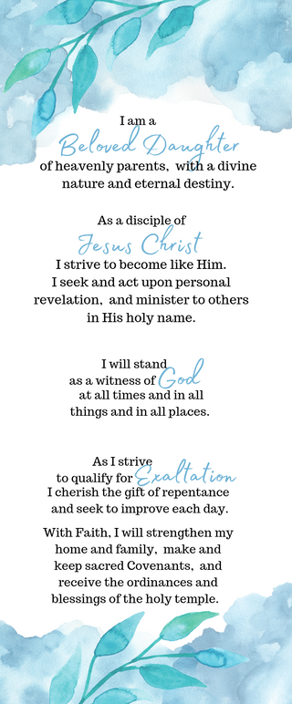 Youth Declerations - Young Womens Theme Cards - 2022 Theme